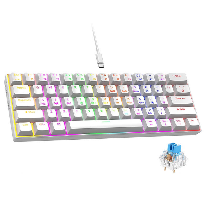 Blanco/Con cable/Interruptor azul