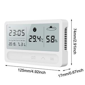 Touch Control LED <strong>Large</strong> Screen Thermometer <strong>Hygrometer</strong> With Weather Date/Time Alarm Clock USB Charging Digital Humidity Meter - Product Image 6