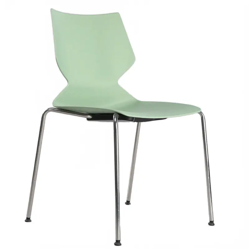 Cadeira de plástico empilhável para café ao ar livre com design moderno e cadeira de metal cromado