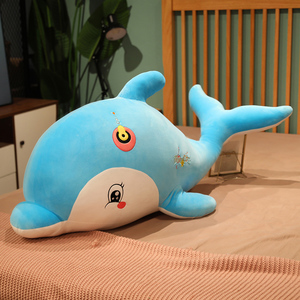 かわいいぬいぐるみ7つ星イルカ人形ピンクブルーシミュレートされた海の動物がおもちゃのふわふわの超柔らかい眠っているおもちゃを伴う