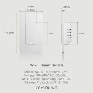 MOES Tuya Wifi akıllı ışık anahtarı abd Push Button duvar anahtarı çalışma Alexa Google ev nötr tel/hiçbir nötr tel gerekli - Product Image 5