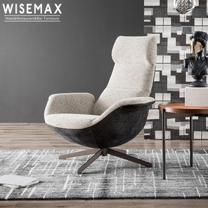 WISEMAX现代高背设计天鹅绒休闲旋转沙发扶手椅，带金属框架织物客厅座椅
