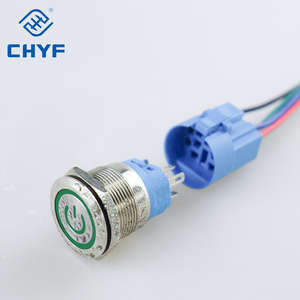Interruptor de botón de Metal CHYF logotipo personalizado símbolo Led reinicio autoblocante impermeable 12/16/19/22/25 MM CE personalizado IP67 220V 3A - Product Image 1