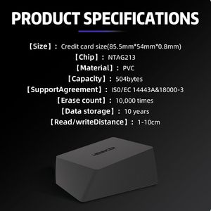 NTAG213 13.56mhz黑色空白聚氯乙烯NFC射频识别卡144字节可编程适用于支持NFC的设备的iphone - Product Image 5