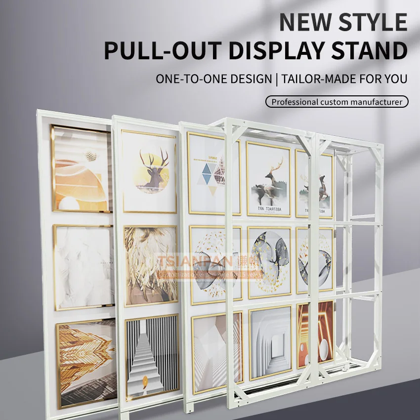 Tsianfan customization art pull-out frame granite showroom design  minimalist stone  display painting interior