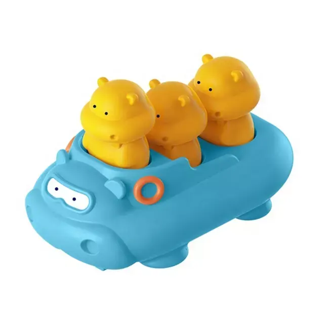 Sıcak satış promosyon bebek banyo hayvan banyo oyuncakları karikatür Hippo su tekne bebek banyo oyuncak