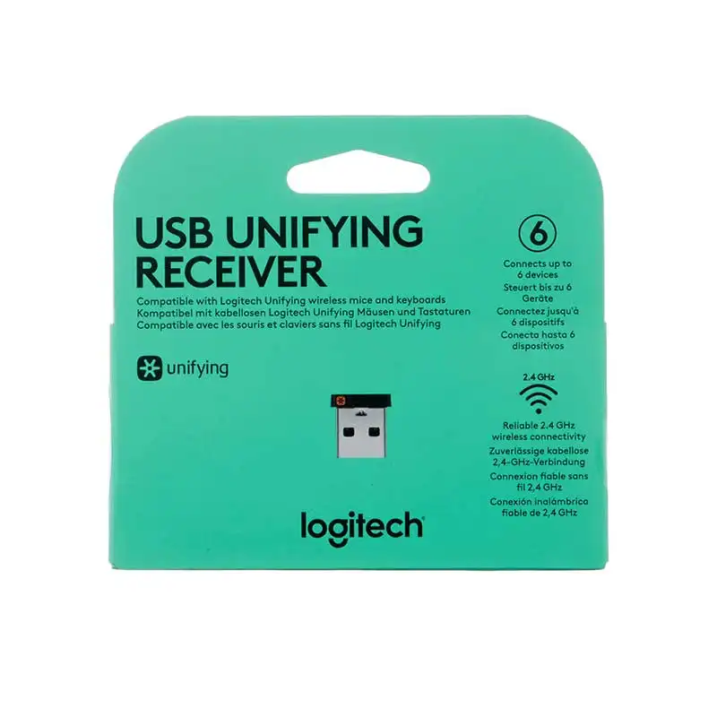 Logitech-receptor unificador USB, dispositivo de 6 canales y Nano receptor para ratón y teclado inalámbrico Logitech