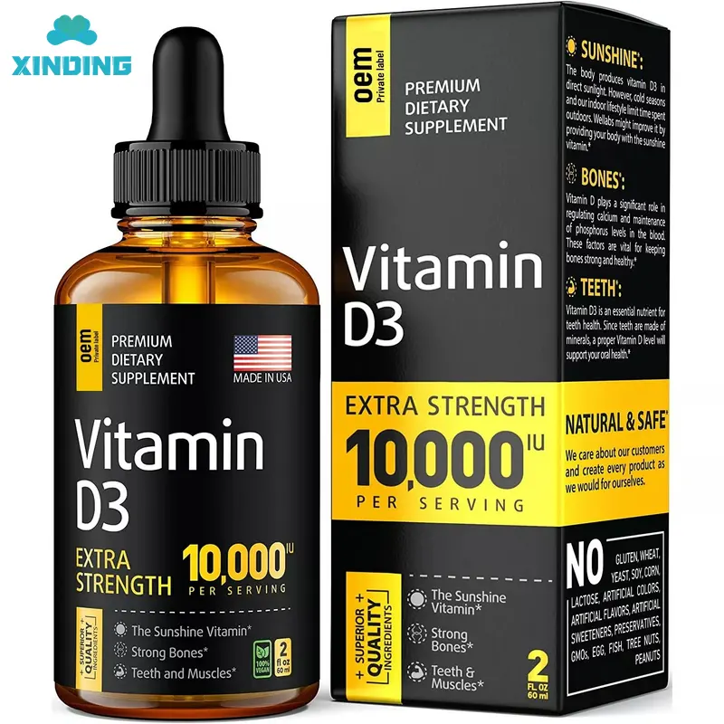 Suppléments végétaliens extra forts pour fournir de l'énergie personnalisés Gouttes de K2 Gouttes de vitamine D3 liquides Aliments sains