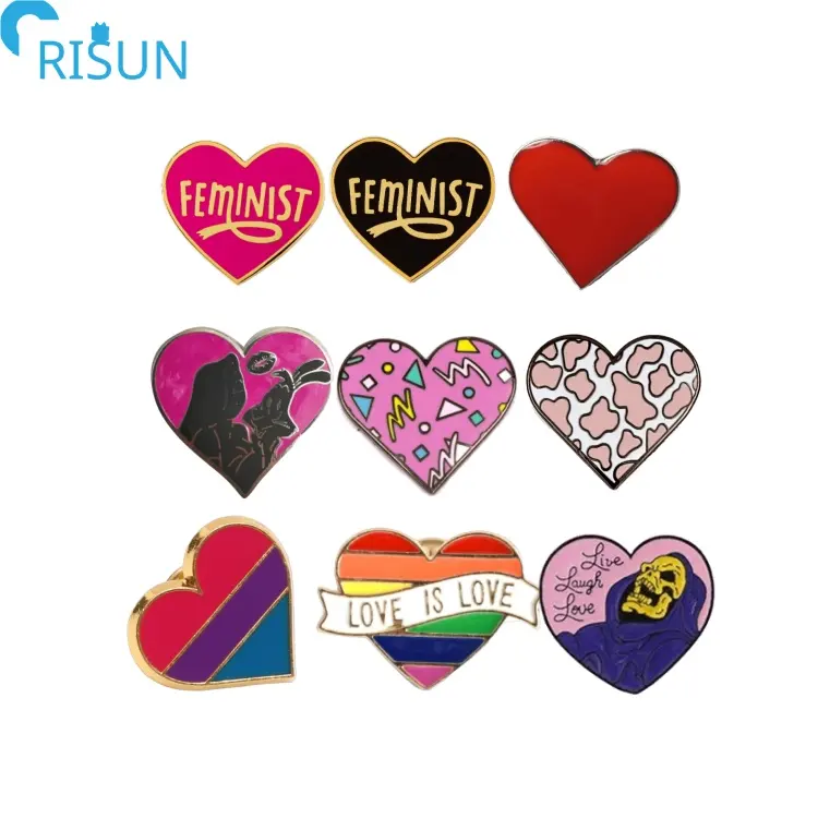 Souvenirs Customized Soft Enamel heart-shaped Lapel Pins Badges Brooches Customheart-shaped Enamel Pin