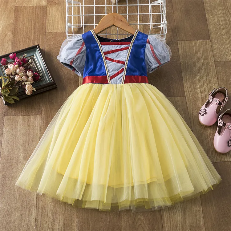 HYZ31 Princess Snow White Dress up Costume for Girls Kids Costumes Children Party Birthday Fancy Baby Girl Summer Dress