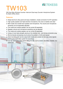 Sistema de interfono de intercomunicador de contador de ventana de doble vía de 2W para Estación de tienda de oficina bancaria - Product Image 6