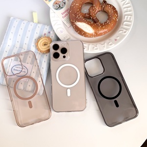 เคสโทรศัพท์แม่เหล็กปุ่มกลิตเตอร์ TPU ที่แข็งแกร่งสีเทาใสสีดำมันวาวสำหรับ iPhone <span class=keywords><strong>16</strong></span> PRO MAX 15 PRO MAX 13Pro <span class=keywords><strong>16</strong></span> 15Pro เคสใส