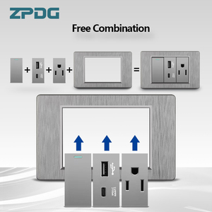电脑灰色南美廉价家用墙壁开关美国插座电气面板电源USB + c型快速充电器 - Product Image 2