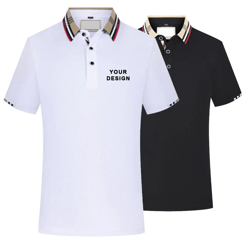 Camiseta polo uniforme em branco para homens, camiseta masculina personalizada com logotipo bordado