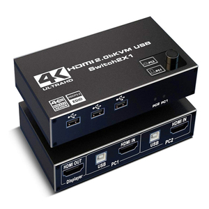 适用于HDMI 2.0 KVM开关分离器4K 60Hz USB切换器适配器2进1出，适用于笔记本电脑共享键盘鼠标监视器 - Product Image 1
