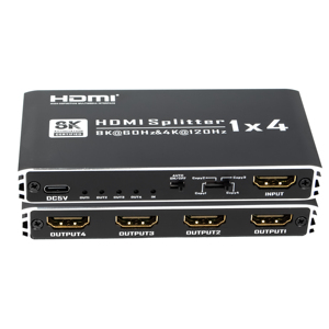 Divisor 8K HDMI de 4 puertos, 1 entrada y 4 salidas, duplicador de divisor de vídeo HDMI2.1 con HDCP2.3 para pantalla de 4 monitores, compatibilidad con Xbox PS4 - Product Image 3