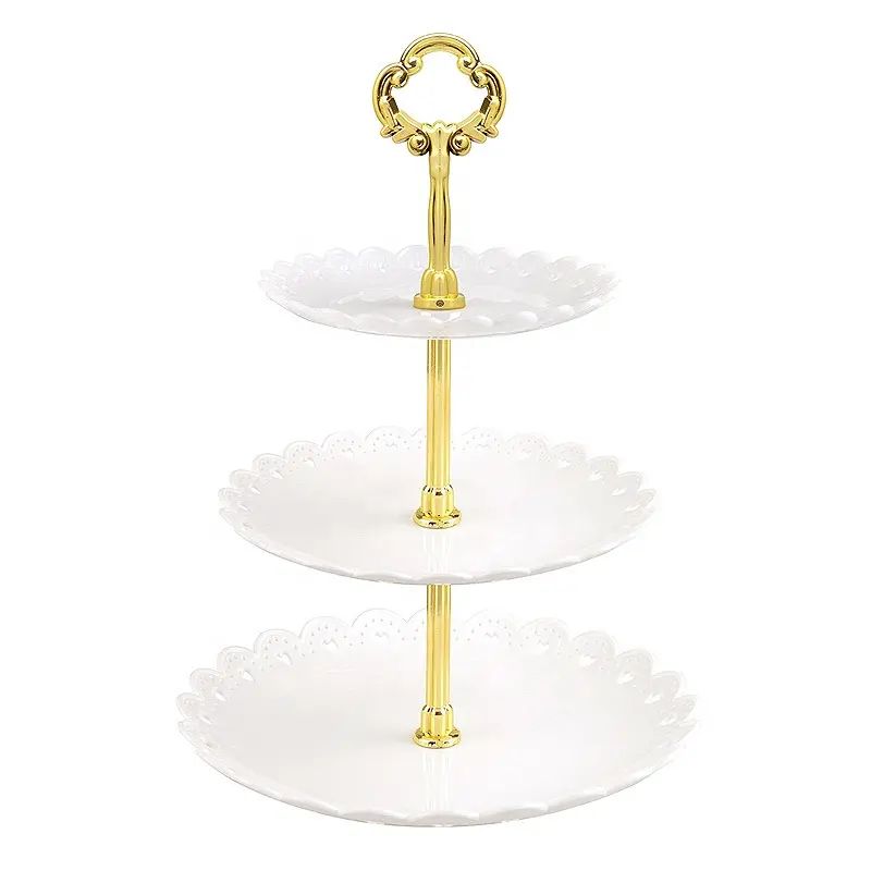 Sale Customized Logo Acceptable Kitchen Utensils 3 Tier Cake Stand Plastic Dessert Stand Mini Cakes Fruit Candy Display Tower