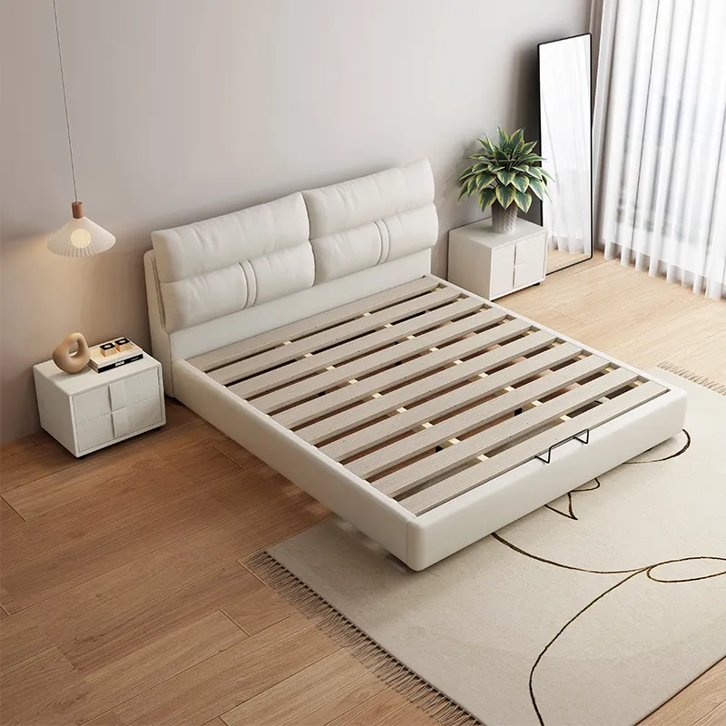 Design Bed Room Furniture Set Cama Lit Queen Plataforma Bed Frame Moderno Duplo Camas de Luxo Alta Qualidade Simples King Size Couro