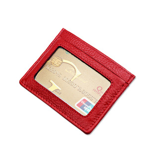 Tối giản Slim da chính hãng chủ thẻ với ID thẻ cửa sổ túi phía trước RFID chặn da chủ thẻ ví - Product Image 4