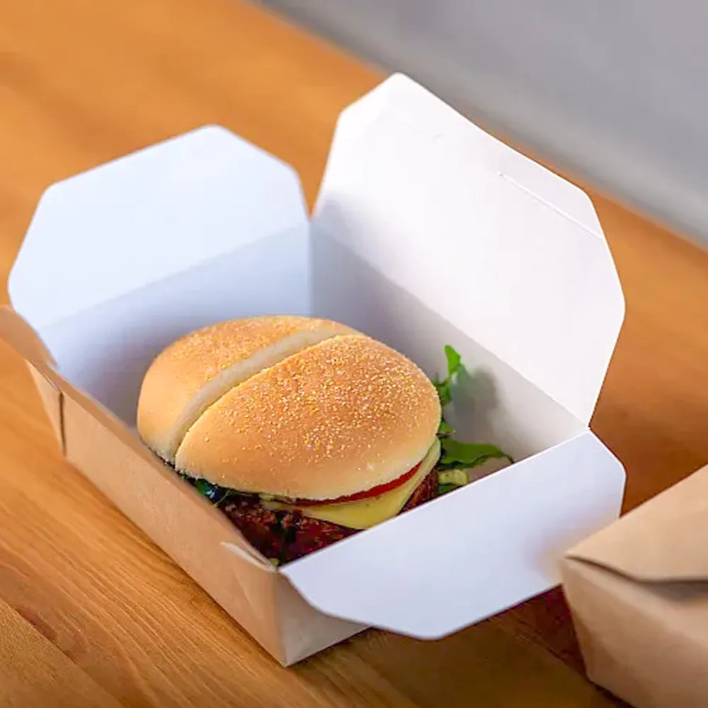 Индивидуальный логотип коричневая бумага для еды одноразовая пищевая бумажная коробка для упаковки еды для ресторана