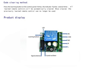 433 Mhz RFトランスミッタワイヤレスリモコンスイッチ自動機能1CHリレーレシーバーモジュールDC 12V - Product Image 6