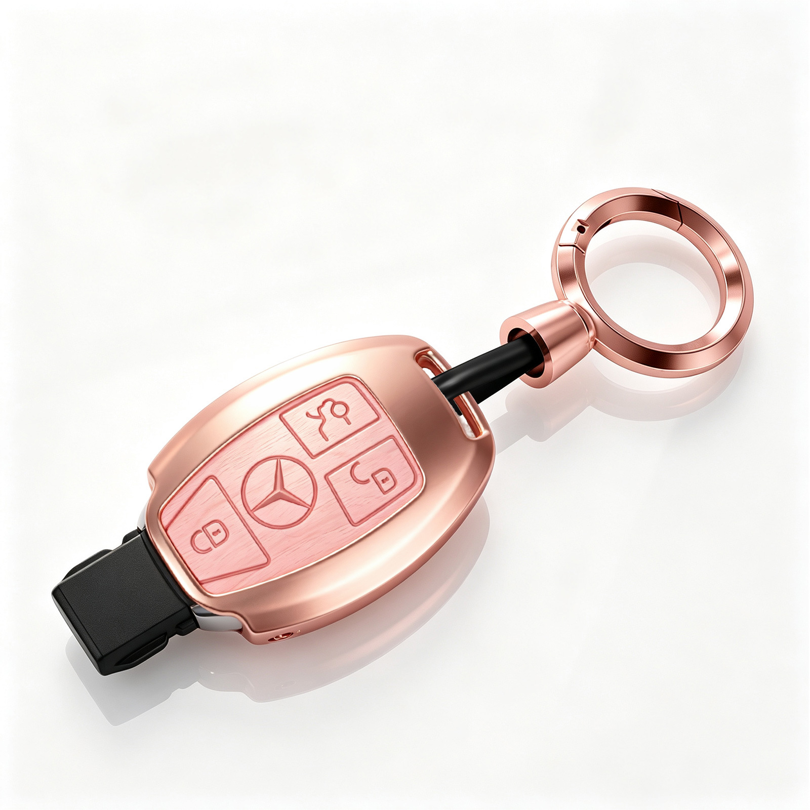 Model b rose gold-pink wood grain key case with clip