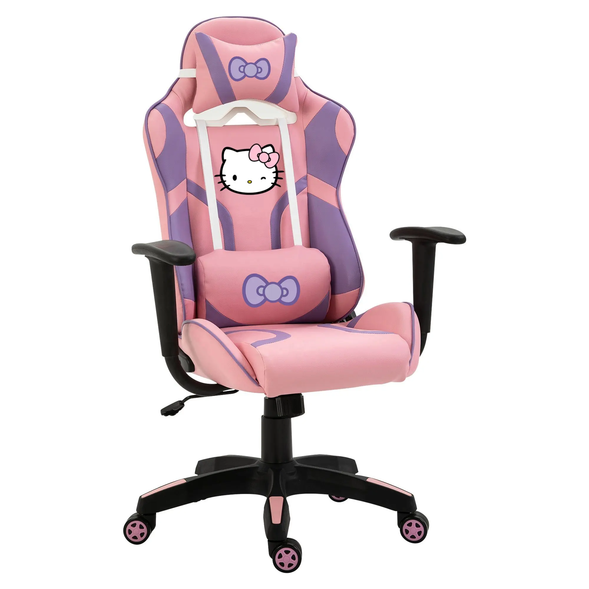 hochwertiger bürostuhl im racing-stil massagehallo katze spielsessel günstigster pc-gamer pinker gaming-stuhl mit ottoman für damen