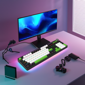 104-Key Full Size <strong>Computer</strong> <strong>Keyboard</strong> with Blue Switch Double Shot Keycaps Multimedia Knob Mechanical Operation for Windows - Product Image 4