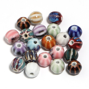 JC Factory Wholesale Ceramic <strong>Beads</strong> 11.5 mm Coloured Stripe DIY for Jewelry Making Ceramic <strong>Beads</strong>