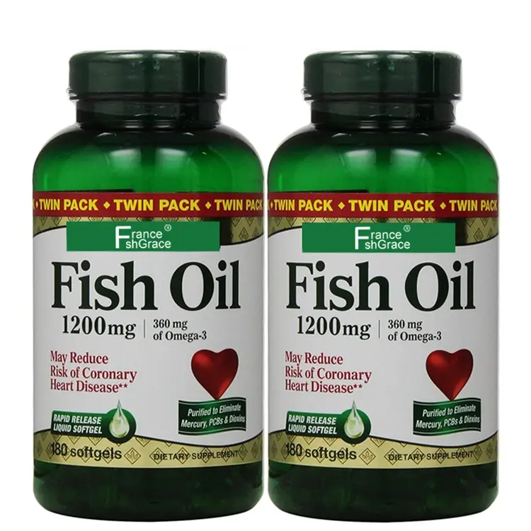 Twin Pack Omega-3 olio di pesce 180 Softgels integratore alimentare Uquid Softgel può ridurre il rischio di malattia cardiaca coronaria