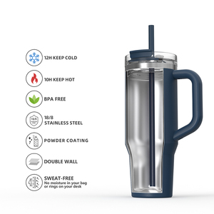 Ansheng แก้วน้ำ H2.0 40ออนซ์30oz 40 oz 40 oz แก้วสแตนเลสสำหรับเดินทางกลางแจ้งมีหูจับและหลอดโลโก้ออกแบบได้เอง - Product Image 3