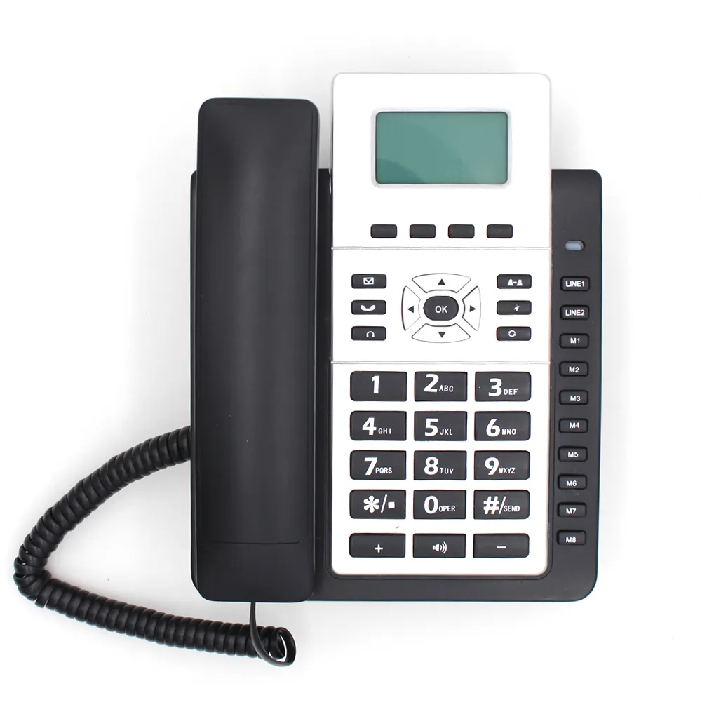 2024 Novo baixo custo VoIP 2 linhas 6 contas OEM telefone SIP com POE e 8 chaves DDS telefone IP