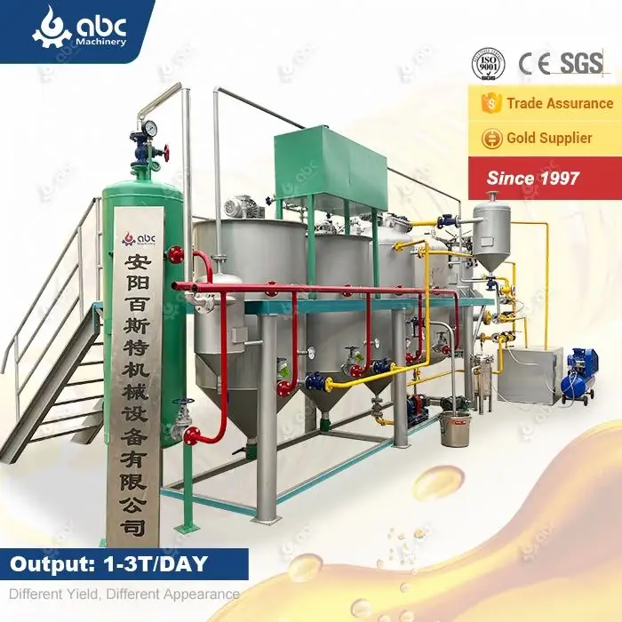 Minimáquina de refinería de aceite de girasol, cacahuete crudo de fábrica de 25 años para el procesamiento de refinación de coco, Cachemira, sésamo, aceite comestible