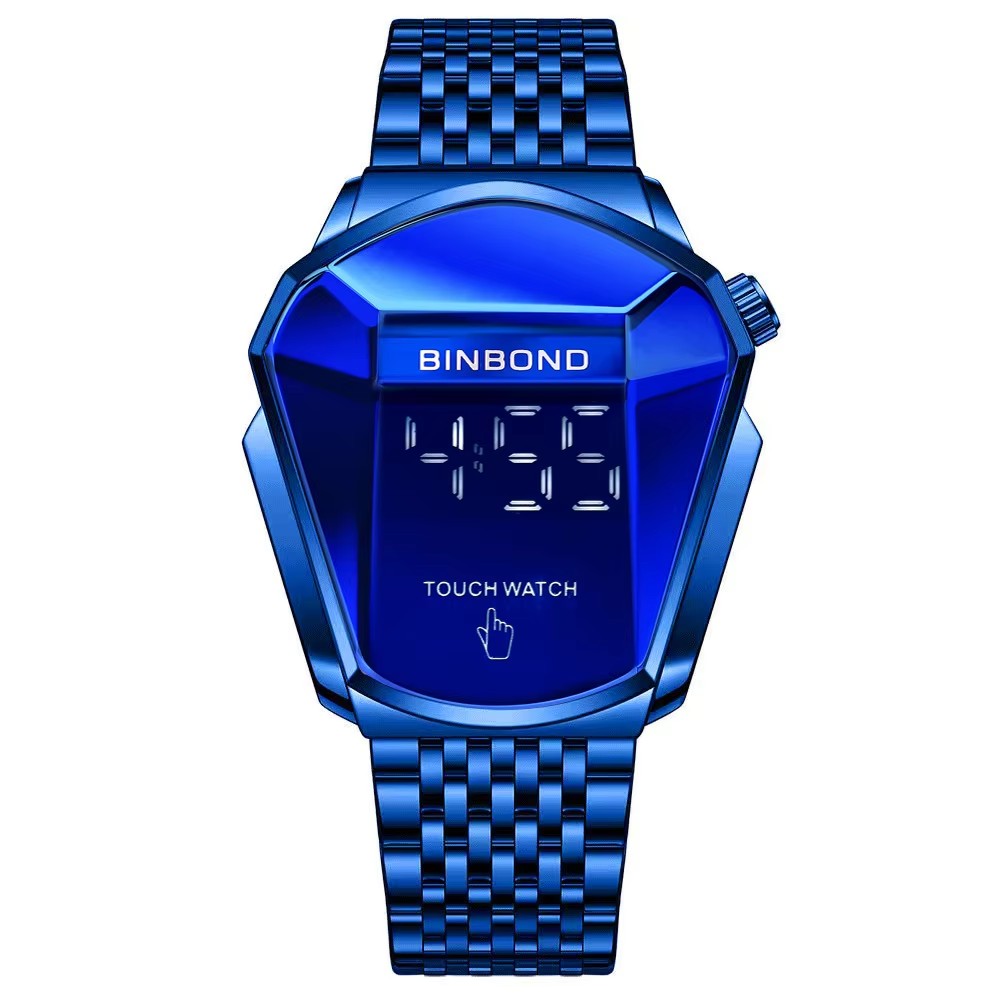 15 relojes táctiles, todos azules.