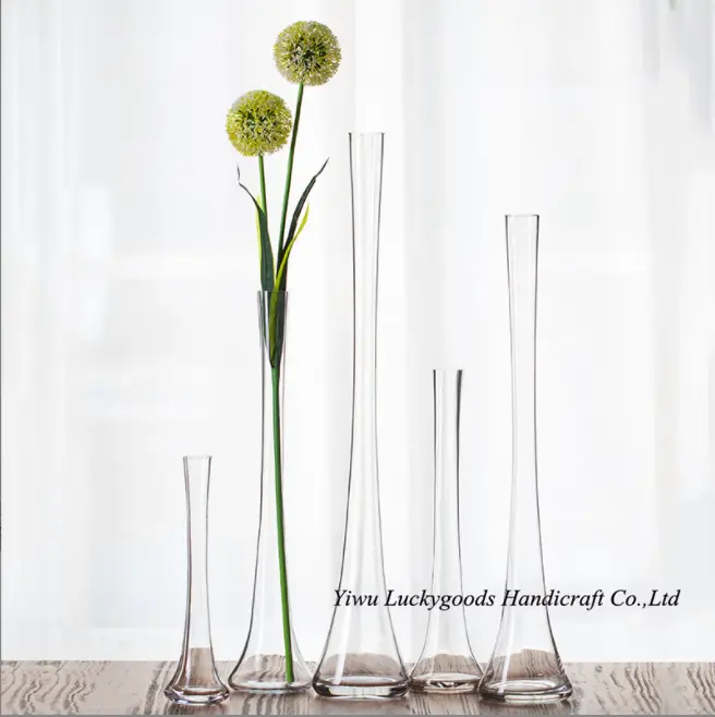 BLP220617-1 Glasvase für Wohnkultur Dünn geformte Glas & Kristall vasen Hochzeit Herzstück Klare Blumen arrangement