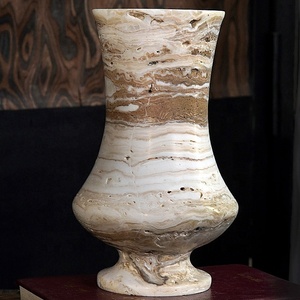 Concisely Designed <strong>White</strong> <strong>Jade</strong> Cave Natural Travertine Stone Vases for Centerpieces Wedding Dinner Table Party Desktop Decor - Product Image 3