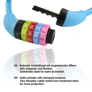 Khóa Kết Hợp Mã Số Cho Trẻ Em 10X650 Mm Khóa Cáp Xe Đạp Thiết Kế Nhiều Màu Sắc Cho Trẻ Em - Product Image 4