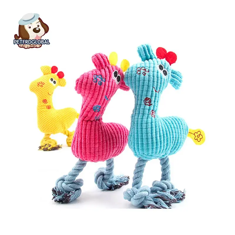 Cute Plush Giraffe Rope Pets Small Dogs Squeaky Toys Deer Dolls Puppy Playing Chew Bite Toy Dog Training Accessories