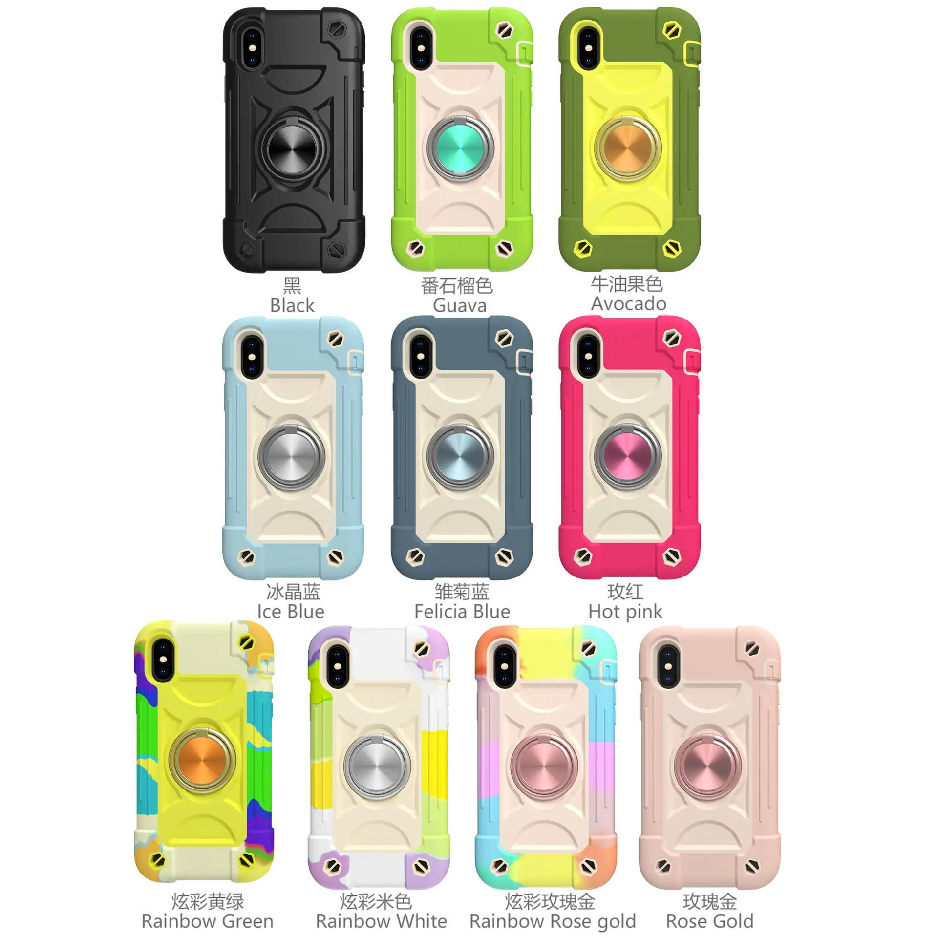 Stok Pabrik Casing Lunak Ponsel Cincin Warna-warni Baru Modis untuk Iphone 13 Casing Pelindung