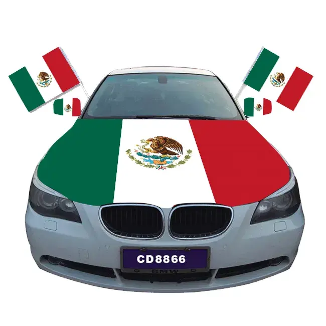 Capó de coche de México personalizado al por mayor cubre todos los equipos imprimiendo banderas de capó de coche