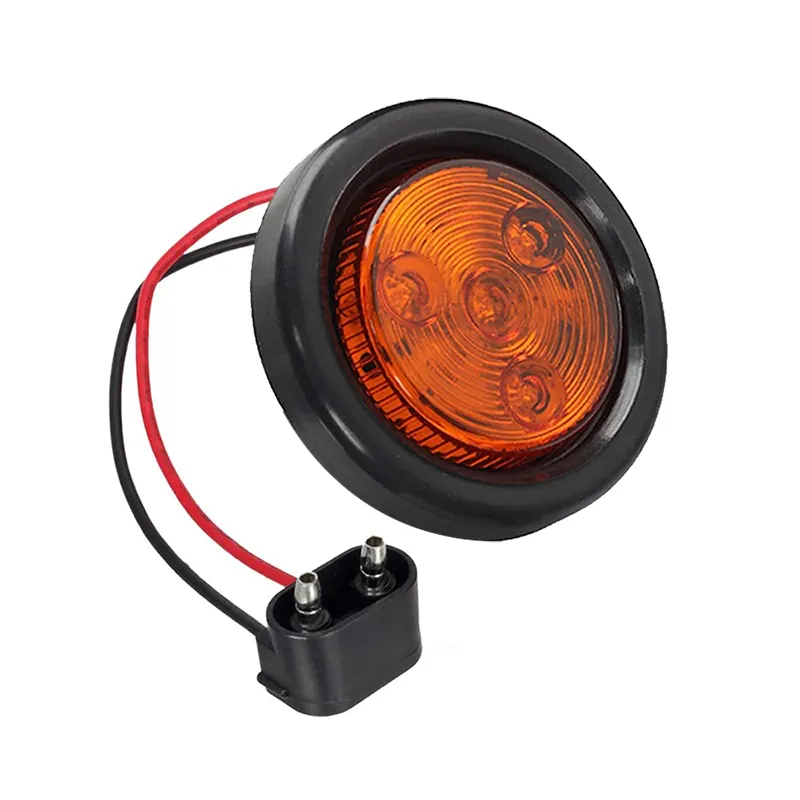 Rosso giallo 2.5 "luce di ingombro laterale rotonda con spina e passacavo luci di ingombro 4 LED Stop Turn Brake fanale posteriore kit rimorchio RV Trucks