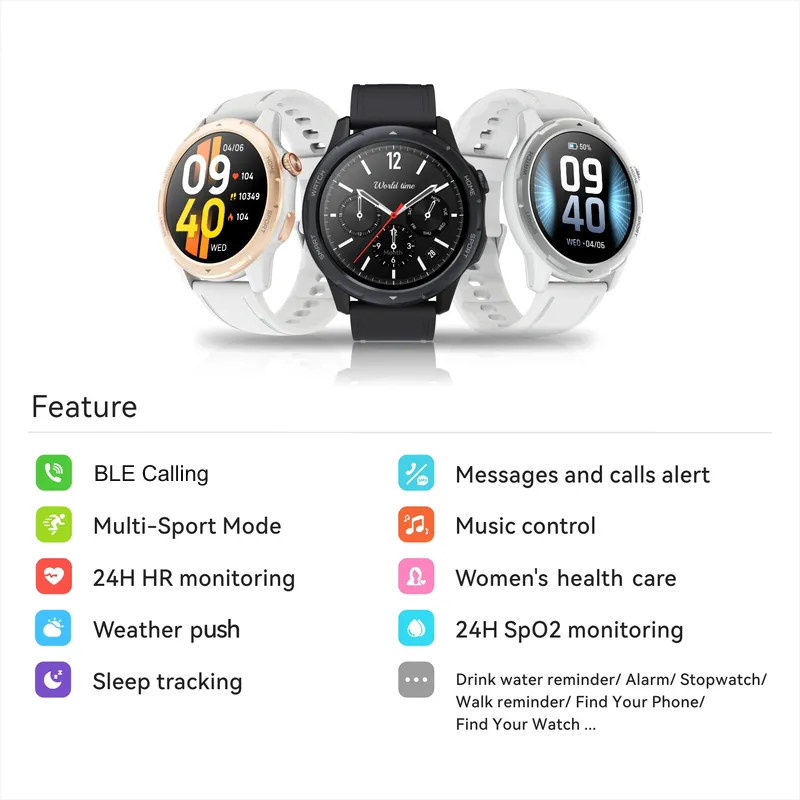 दौर देवियों Smartwatch स्मार्ट घड़ी आदमी पूर्ण टच फिटनेस ट्रैकर Ip68 टच स्क्रीन घड़ी