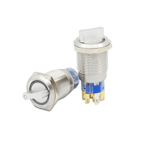 19mm Waterproof Stainless Steel <strong>DPDT</strong> Illuminated Metal Selector <strong>Switch</strong> 2/3 Position <strong>Push</strong> <strong>Button</strong> <strong>Switch</strong> Rotary <strong>Switch</strong> with LED - Product Image 1