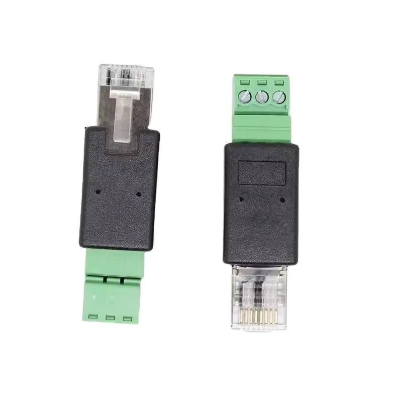 RJ45 to RS485 Terminal Network RJ45 Male Crystal Head to RS232 3Pin Screw Terminal Adapter Block Converter