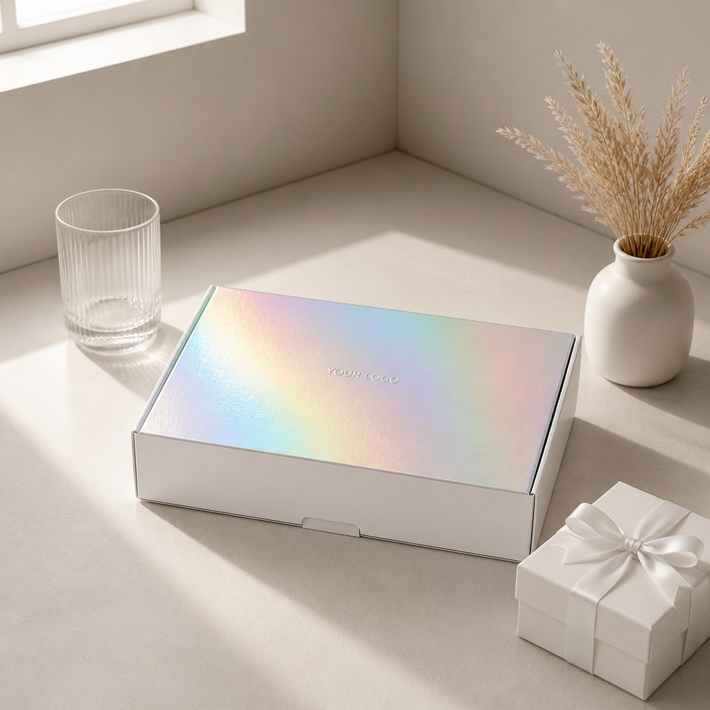 Blanc iridescent holographique