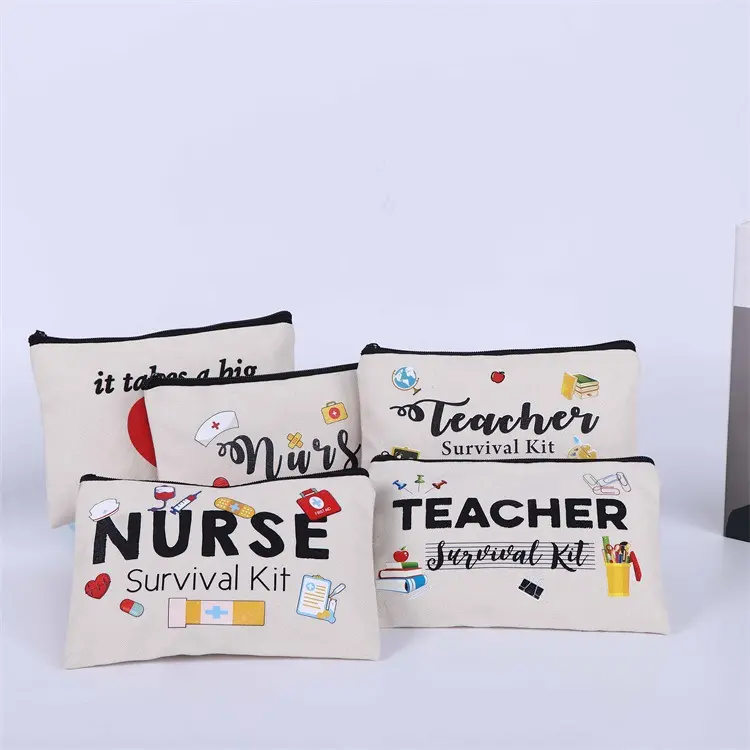 도매 학교 학생 교사 간호사 인쇄 캔버스 화장품 편지지 가방 지퍼 연필 파우치
