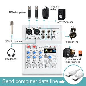 URX E4 USB <strong>Interface</strong> <strong>4</strong> Channel Mini <strong>Audio</strong> Mixer Console Home Karaoke Computer Recording DSP Digital Effects - Product Image 2