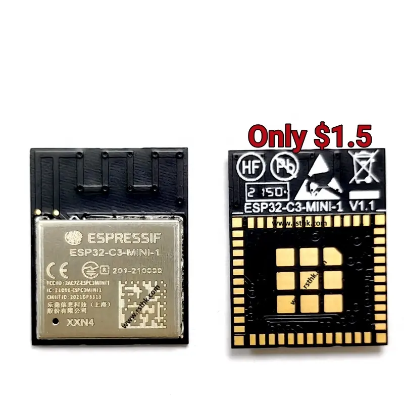 ESP32-C3-MINI-1-N4 ESP32-C3-MINI-1 4MB แฟลช PCB เสาอากาศ Wi-Fi และ BLE 5โมดูล ESP32-C3-FN4ฝังตัว