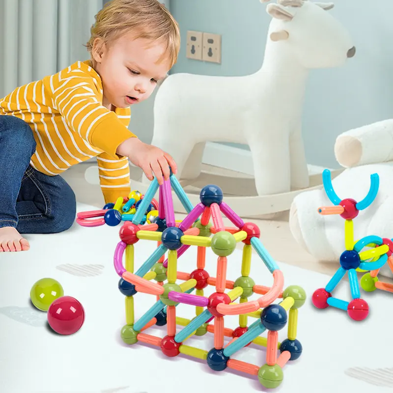 스마트 마그네틱 볼 막대 장난감 어린이를위한 교육 자기 장난감 3D 조립 빌딩 블록 세트 어린이를위한 자기 블록