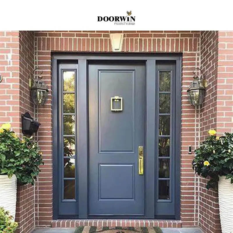 Modern Style Heavy Duty Design Aluminum Wood Tempered Low-E Glass Entrance Pivot Door For Residence